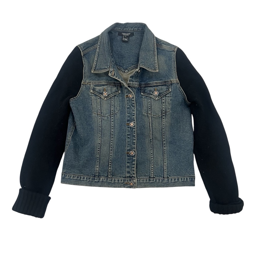 Karen Kane Women’s Denim Jacket with Black Sleeves